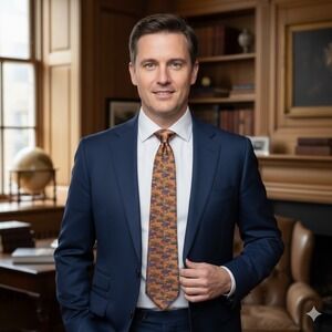 Liberty of London Airplane Neck Tie Men Orange Rust Blue Silk Pilot Flight Plane